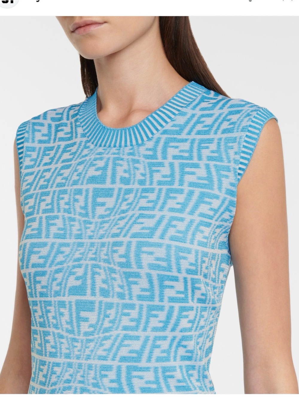 Fendi Vertigo FF Jacquard Knit Mini Blue Dress - Picture 10 of 10